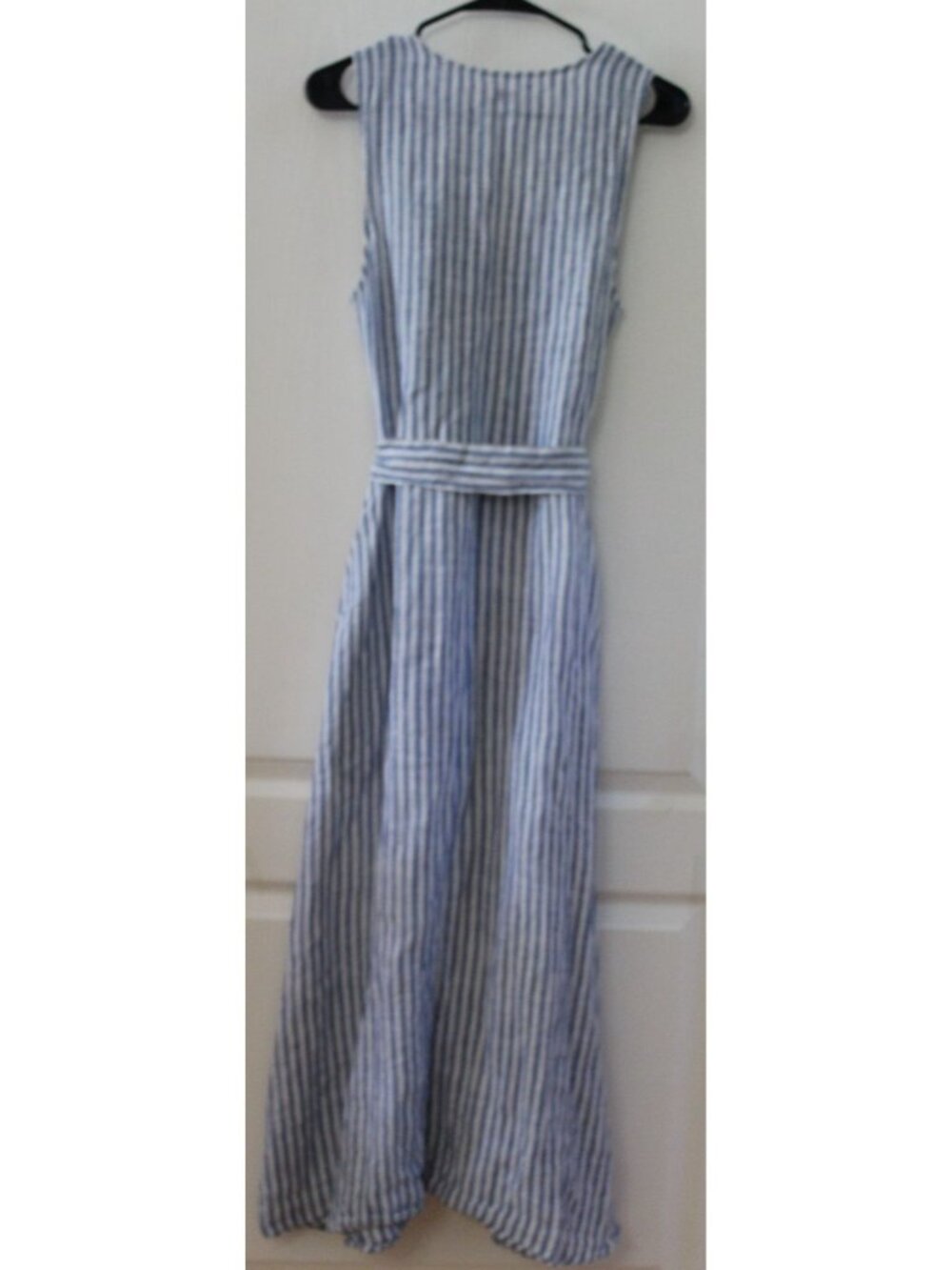 Faherty Margaux 100% Linen Blue&White Striped Sleeveless Dress Size Medium -Flaw - Picture 6 of 10